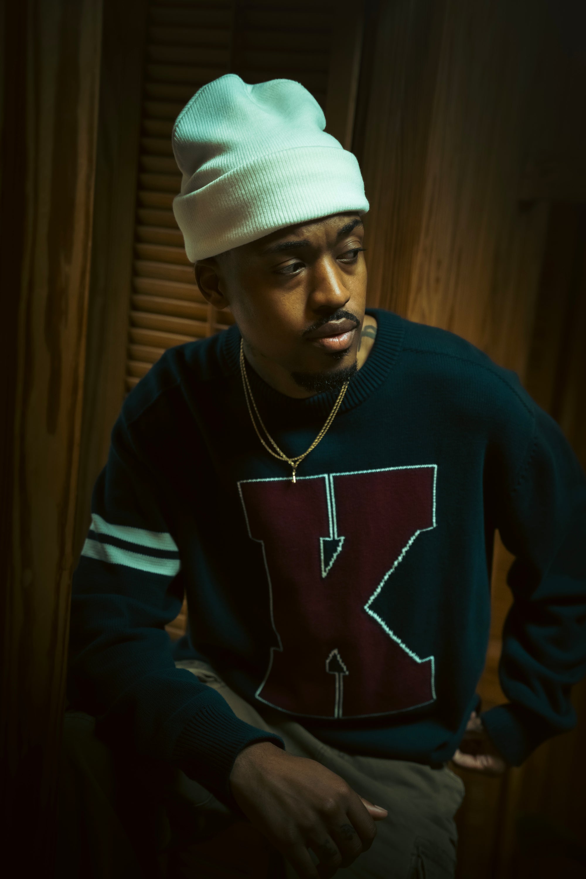 KULTURED MISFITS VARSITY KNIT SWEATER/NAVY