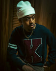 KULTURED MISFITS VARSITY KNIT SWEATER/NAVY
