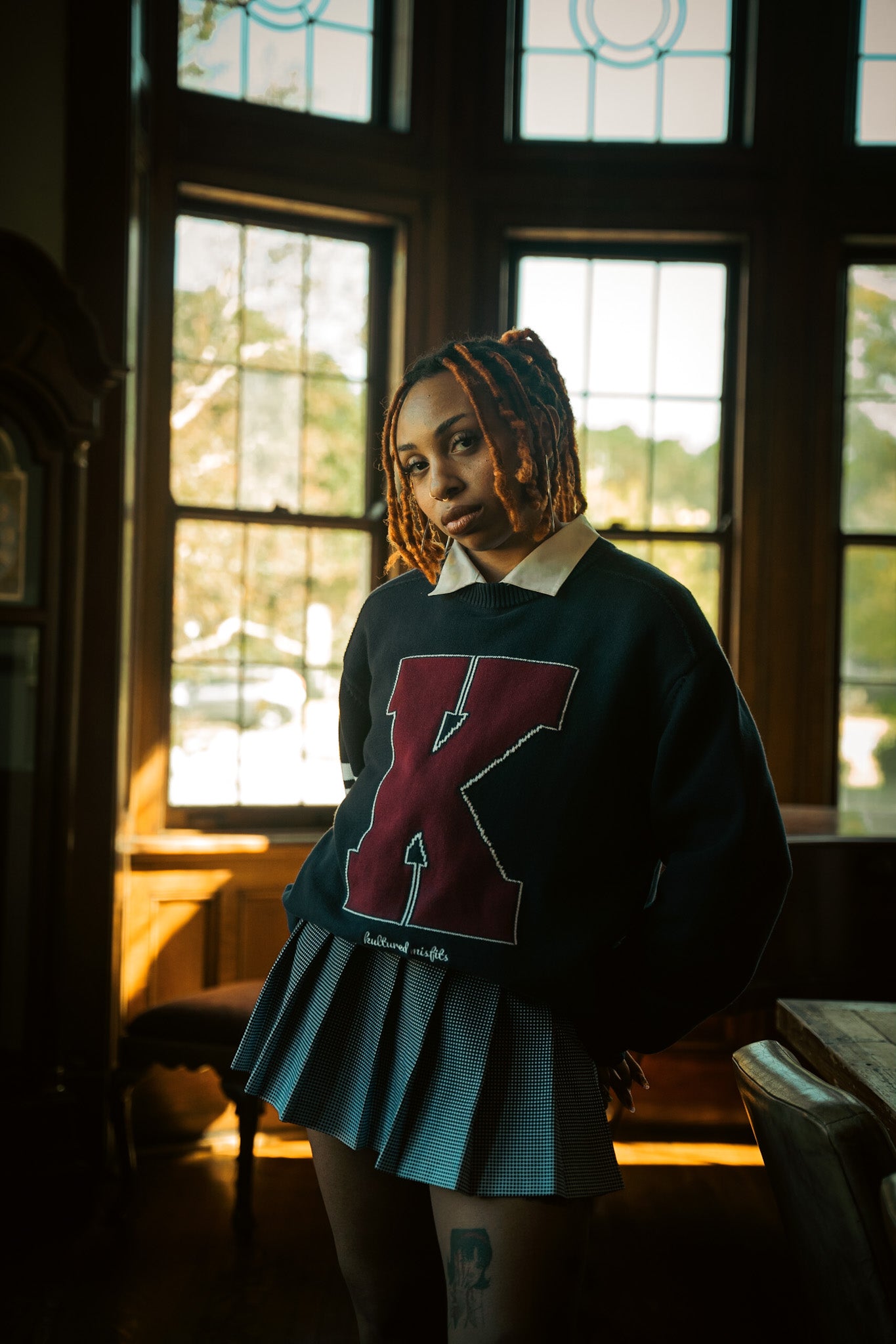 KULTURED MISFITS VARSITY KNIT SWEATER/NAVY