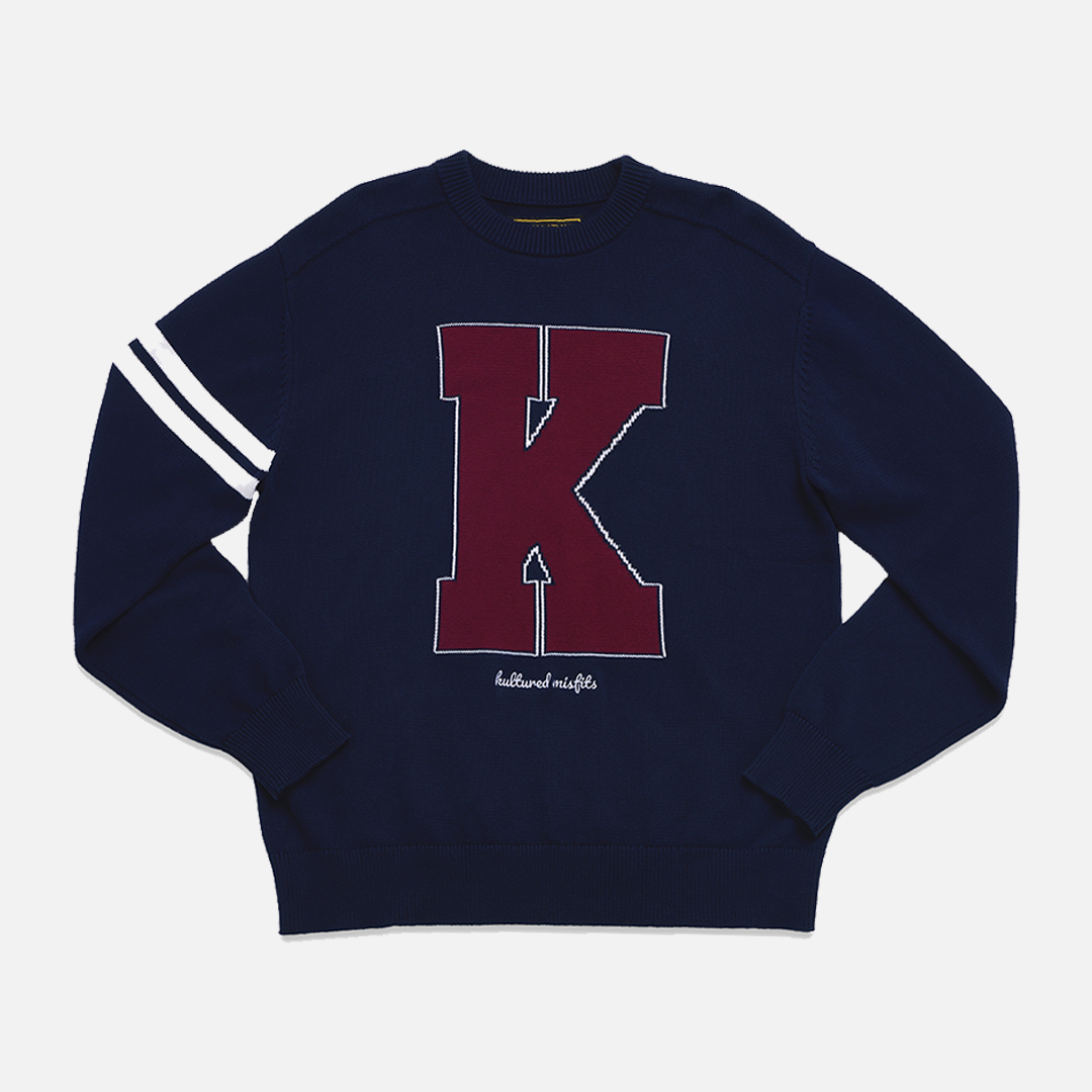 KULTURED MISFITS VARSITY KNIT SWEATER/NAVY