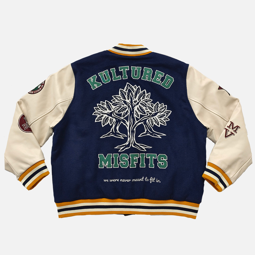 KULTURED MISFITS VARSITY WOOL JACKET / NAVY/CREAM