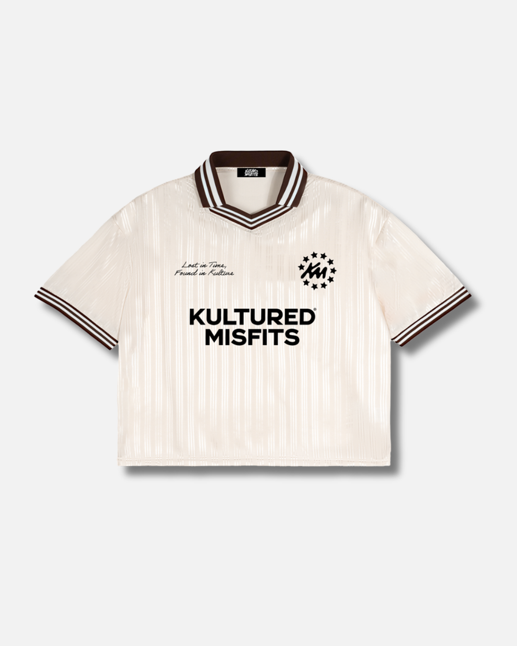 KM STRIPED SOCCER JERSEY / CREAM – Kultured Misfits KM STRIPED SOCCER JERSEY / CREAM – Kultured Misfits