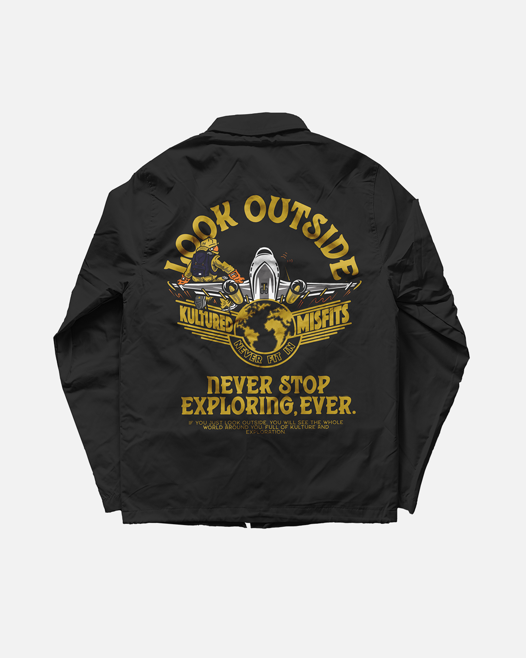 LOOK OUTSIDE COACHES JACKET (SHAQ x QUAVO x KM COLLAB) / BLACK LOOK OUTSIDE COACHES JACKET (SHAQ x QUAVO x KM COLLAB) / BLACK