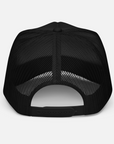 "NEVER FIT IN" ARC MESH TRUCKER HAT / BLACK/RED