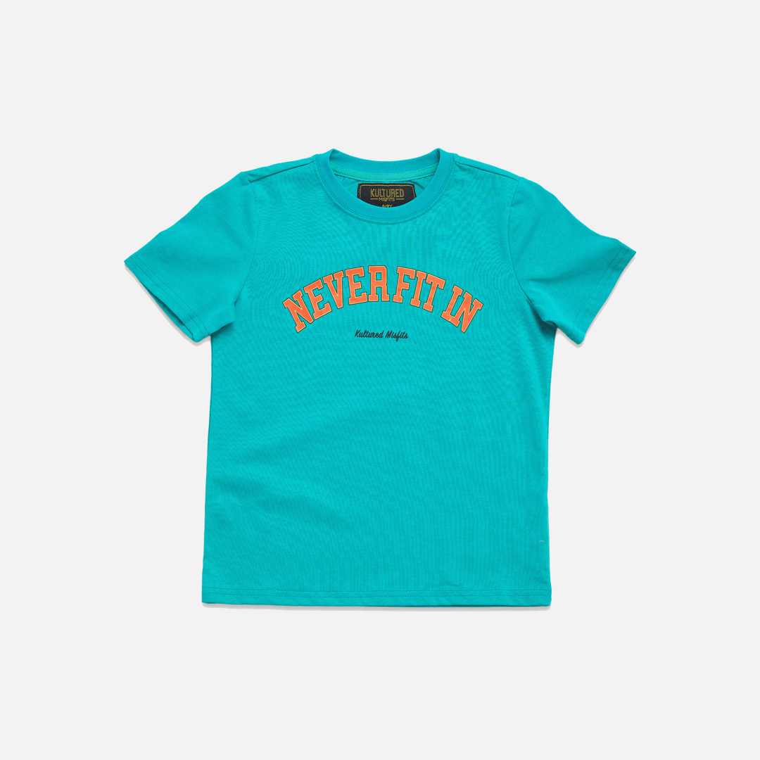NEVER FIT IN VINTAGE T-SHIRT - KIDS / TEAL