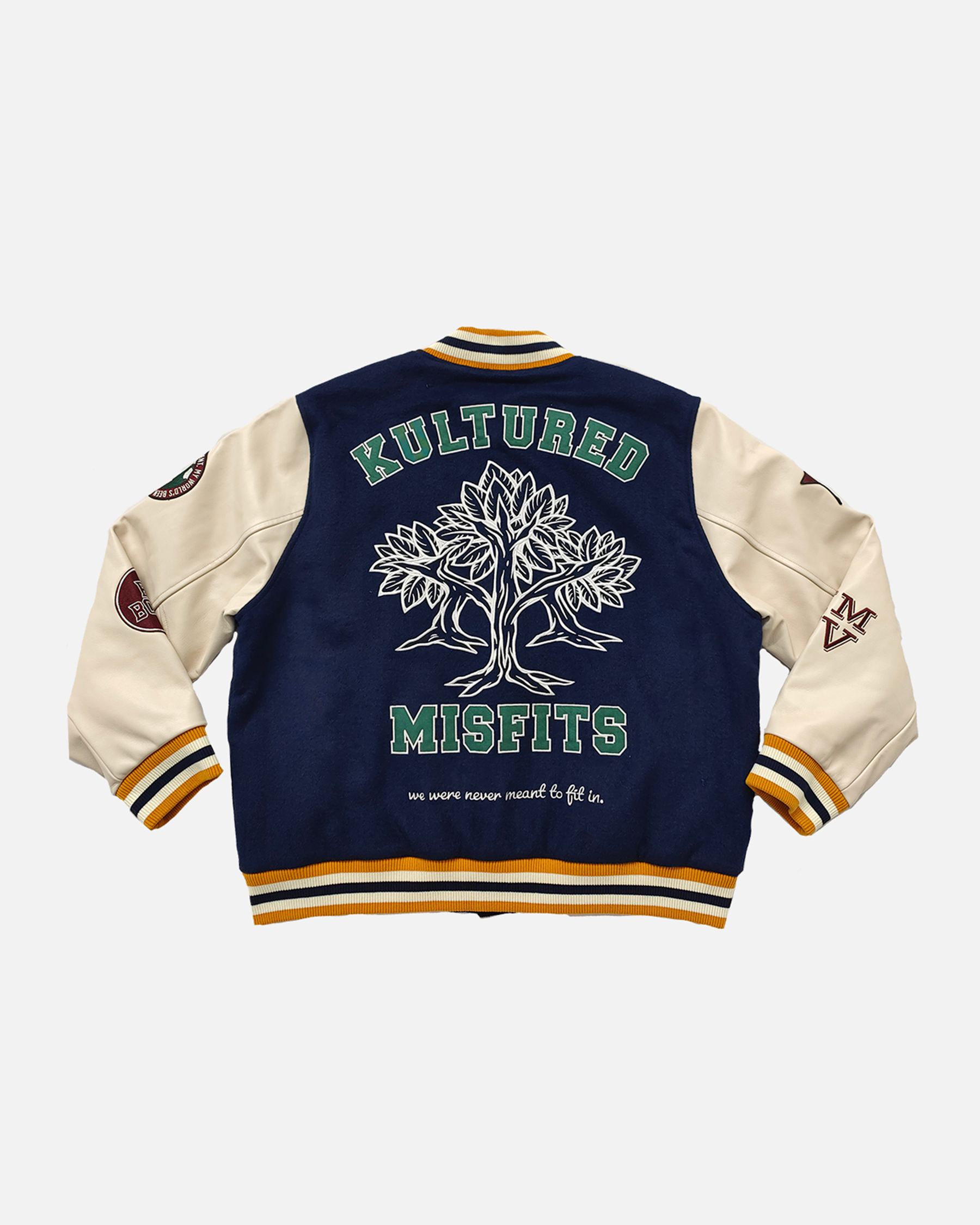 KULTURED MISFITS VARSITY WOOL JACKET / NAVY/CREAM