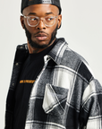 KULTURED MISFITS ATELIER CHECKERED SHIRT JACKET / BLACK AND WHITE