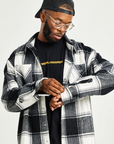 KULTURED MISFITS ATELIER CHECKERED SHIRT JACKET / BLACK AND WHITE