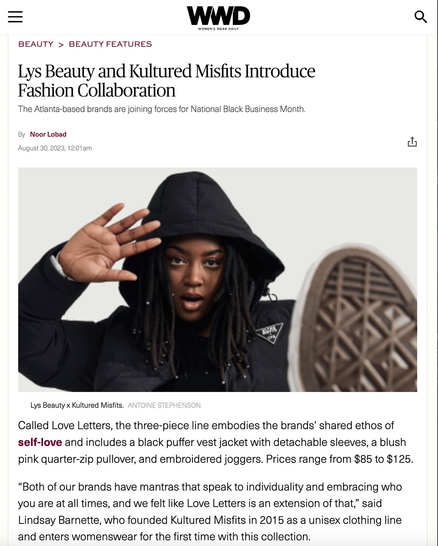 WWD Feature : LYS Beauty and Kultured Misfits Introduce Fashion Collaboration