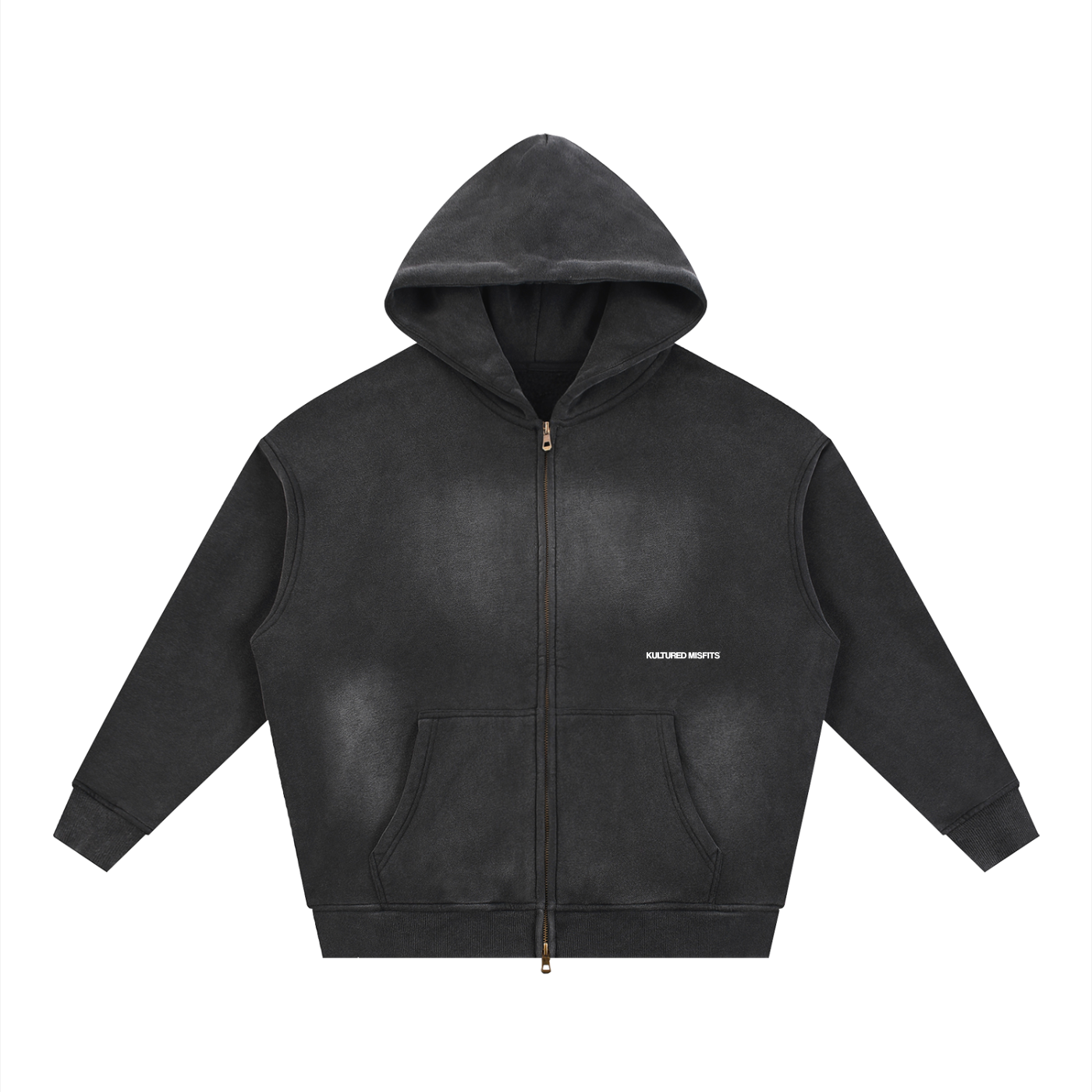 NEVER FIT IN BOXY ZIP HOODIE / SUNFADE BLACK