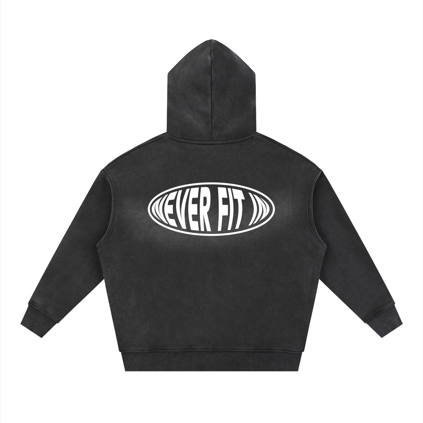 NEVER FIT IN BOXY ZIP HOODIE / SUNFADE BLACK