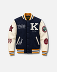 KULTURED MISFITS VARSITY WOOL JACKET / NAVY/CREAM