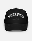 "NEVER FIT IN" ARC MESH TRUCKER HAT/ BLACK/WHITE