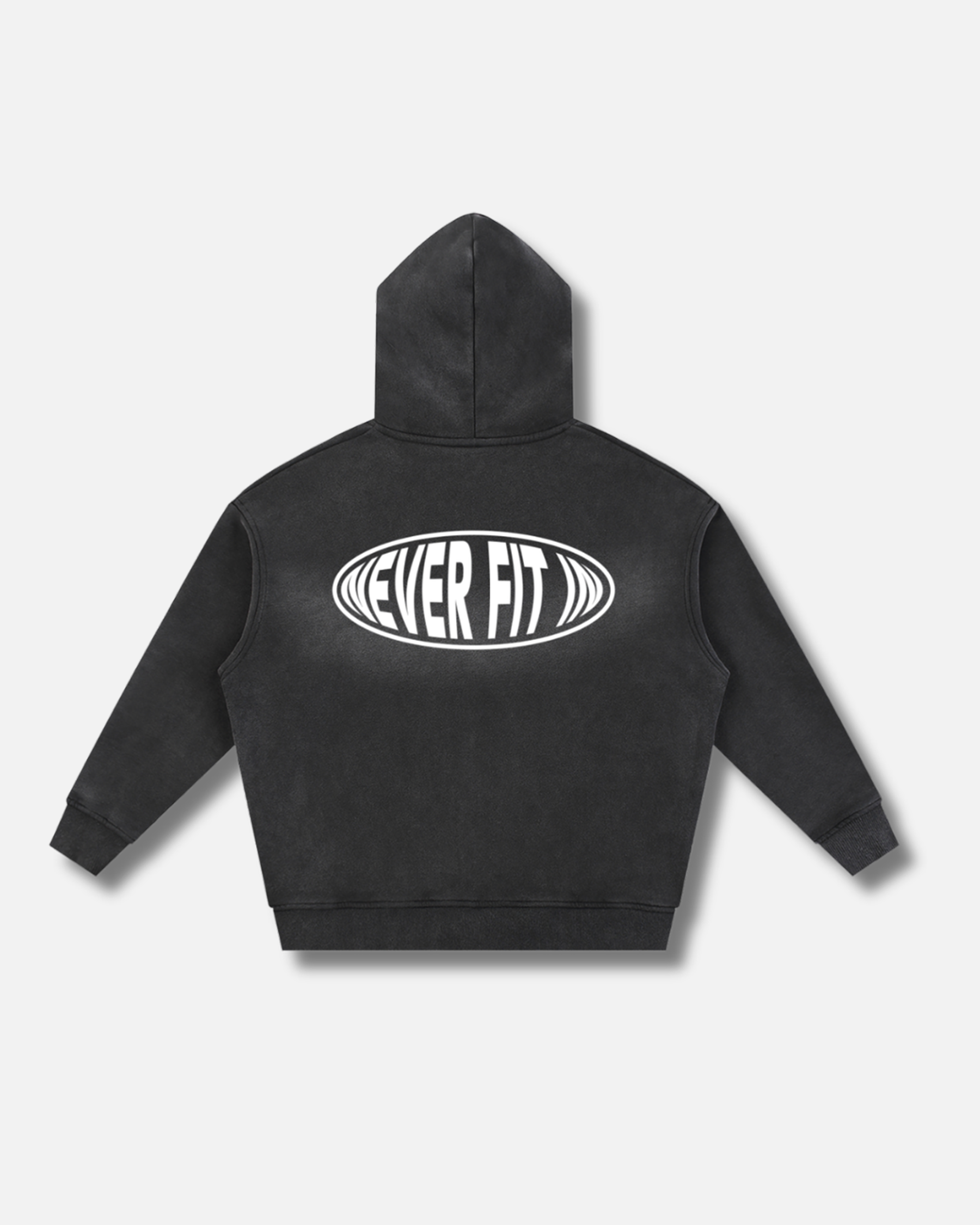 NEVER FIT IN BOXY ZIP HOODIE / SUNFADE BLACK