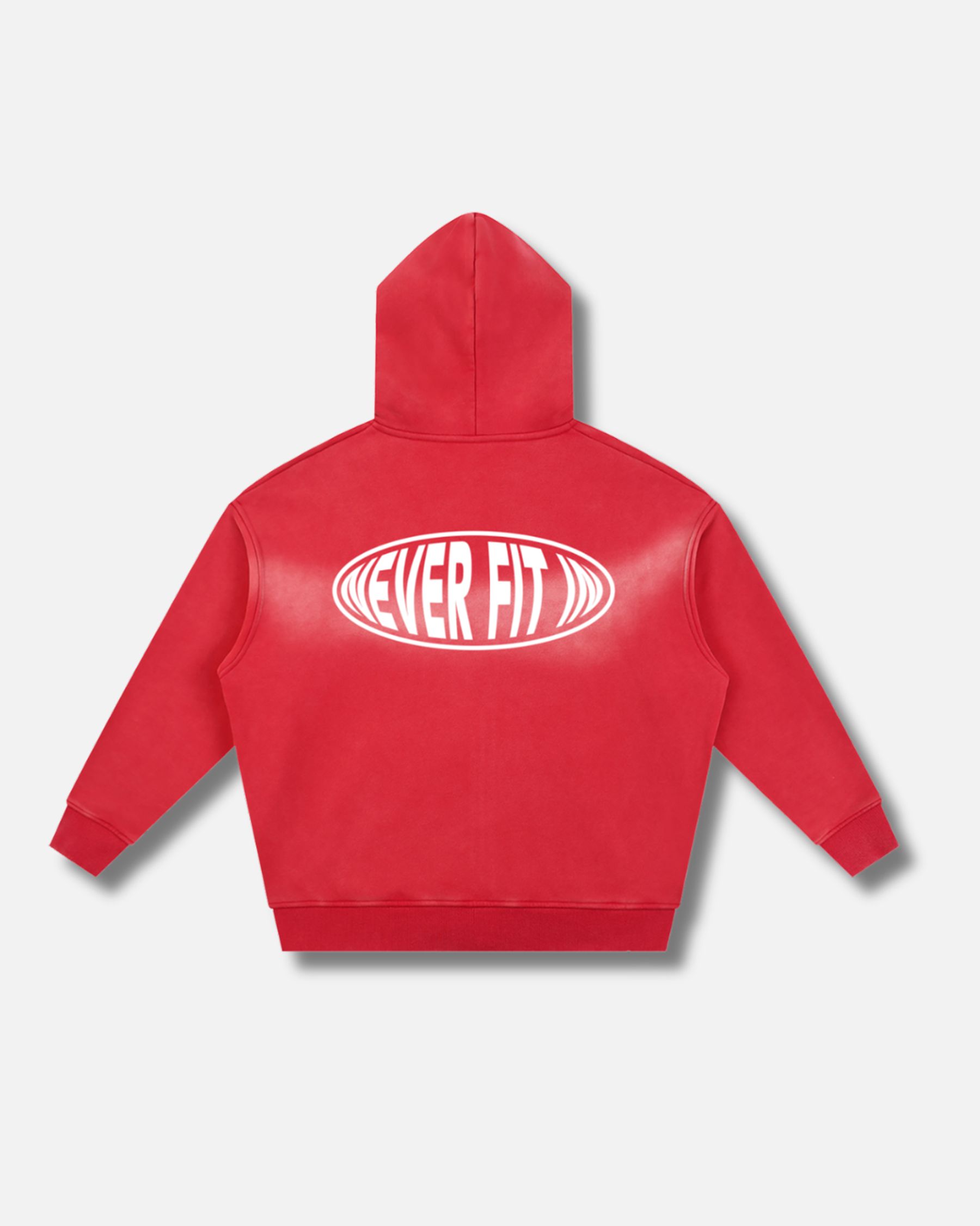 NEVER FIT IN BOXY ZIP HOODIE / SUNFADE RED