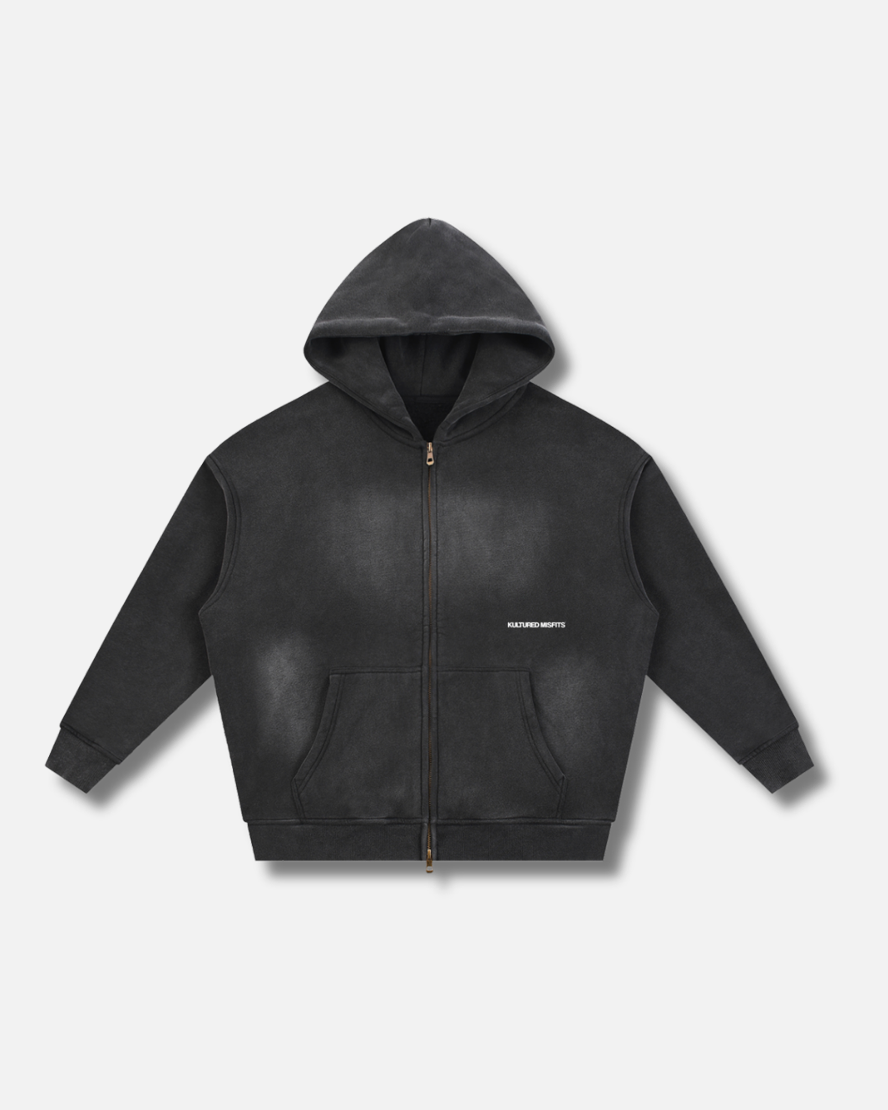 NEVER FIT IN BOXY ZIP HOODIE / SUNFADE BLACK