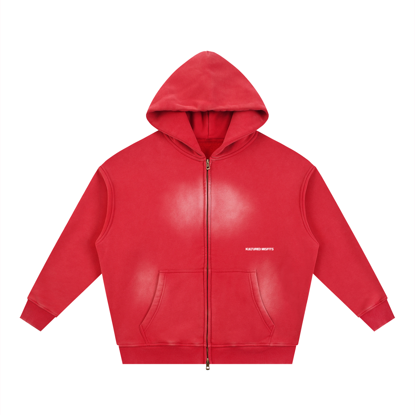 NEVER FIT IN BOXY ZIP HOODIE / SUNFADE RED