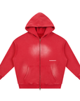 NEVER FIT IN BOXY ZIP HOODIE / SUNFADE RED