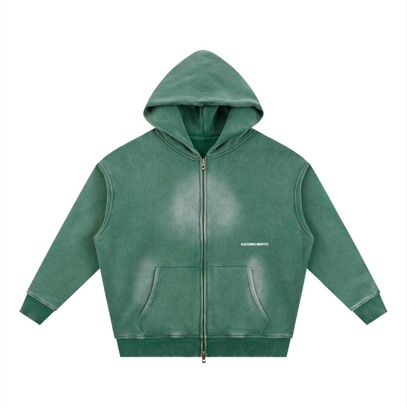 NEVER FIT IN BOXY ZIP HOODIE / SUNFADE GREEN