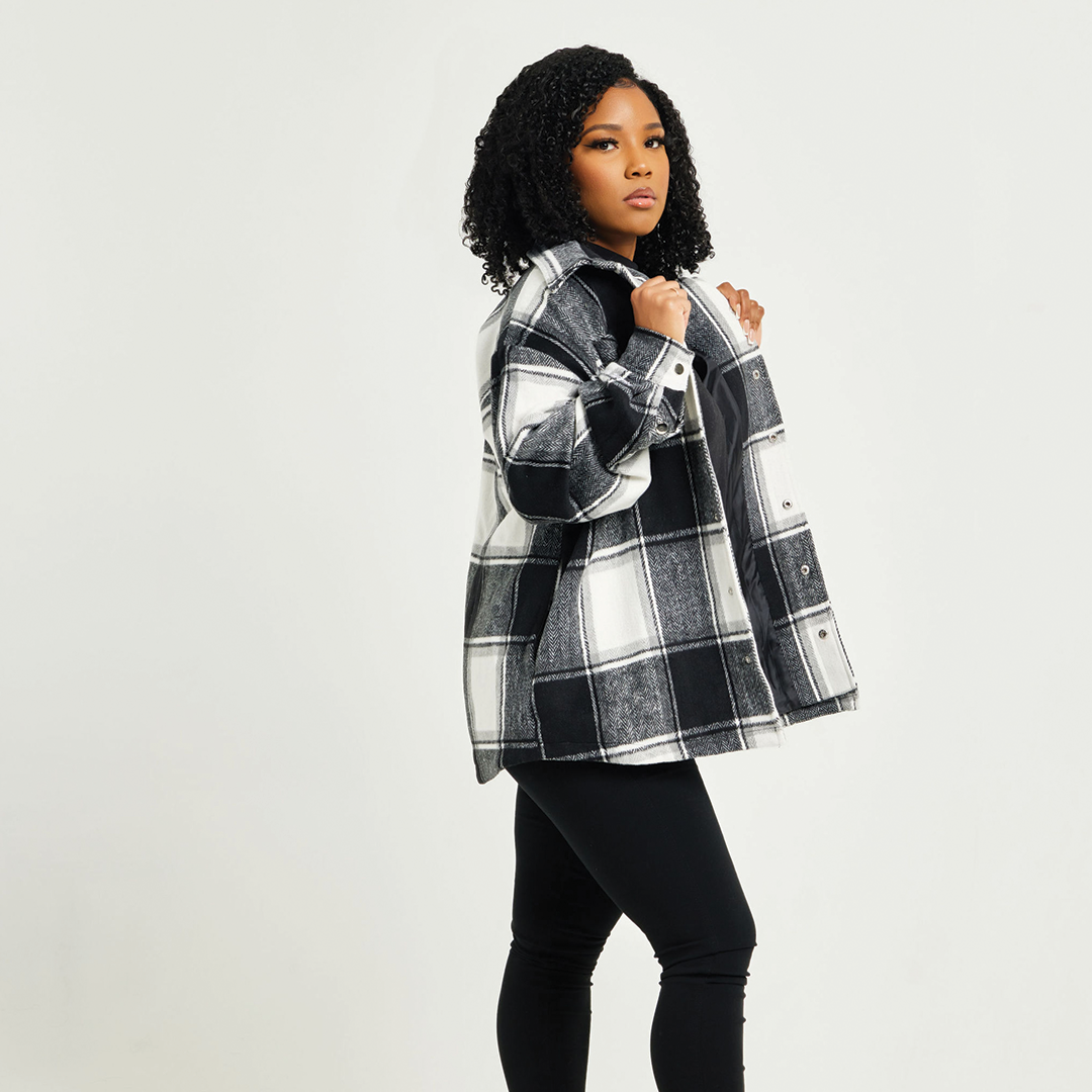 Black and white checkerboard jacket sales